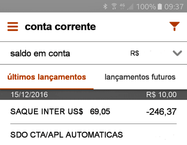 Sacar dinheiro de um caixa eletrônico em Buenos Aires, extrato