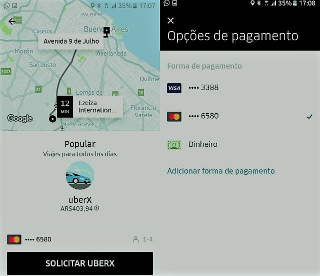 Uber em Buenos Aires, viagem